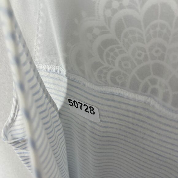 FERAUD PARIS Nightgown L V-Neck Striped Sleeveless Sleepwear Slip Dress Blue - Picture 16 of 16